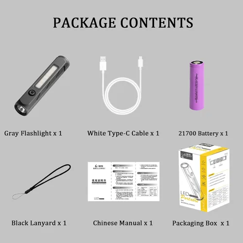 Miniatura 9 de Linterna EDC recargable -1600 lúmenes linterna de bolsillo USB C linterna con clip base magnética, luz LED y COB, 8 modos IP68 impermeable linterna