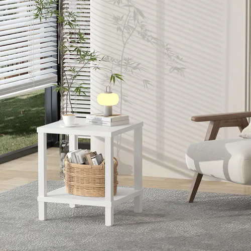 Miniatura 4 de MMEOLUOOK Mesa Auxiliar Grande Mesa Lateral Cuadrada Mesa de Sofá Moderna Mesa de Centro Industrial de 20 Pulgadas Mesita de Noche con Estante