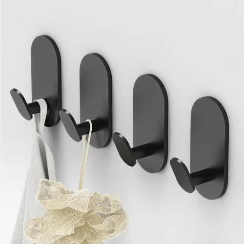 Miniatura 14 de Ganchos adhesivos para toallas para baños, paquete de 2, acero inoxidable níquel cepillado y aleación de zinc, ganchos de pared pegajosos