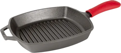 Miniatura 2 de Lodge L8SGP3ASHH41B - Sartén cuadrada de hierro fundido con mango de silicona roja, 10.5", Negro