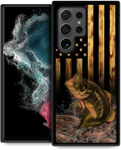Miniatura 33 de DJSOK Funda compatible con Samsung Galaxy S22 Ultra, diseño con patrón de parachoques trasero, esquinas reforzadas contra arañazos, esquinas Bandera