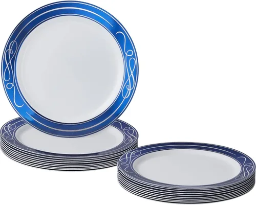 SILVER SPOONS Elegantes platos desechables para fiestas – (10 unidades) juego de vajilla desechable resistente de 10.25 pulgadas, platos de plástico