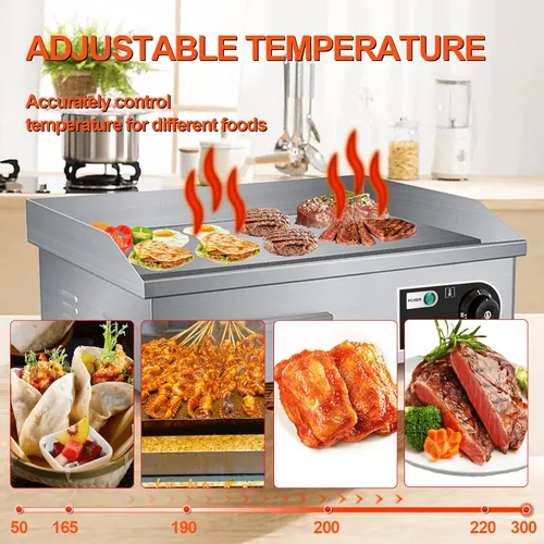 Miniatura 6 de Plancha Eléctrica de Encimera de 22" 1600W 110V Antiadherente Comercial para Restaurante Teppanyaki con Control de Temperatura Ajustable de Acero