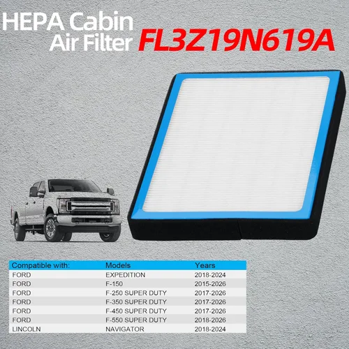 Miniatura 8 de Filtro de aire de cabina HEPA con carbón activado, repuesto para FL3Z19N619A, compatible con Ford F-150 F-250 F-350 F-450 Super Duty 2015-2026