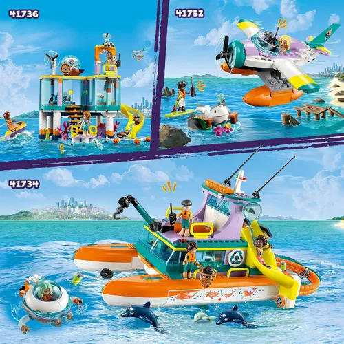 Miniatura 7 de LEGO Friends Sea Rescue Boat 41734 - Juego de juguetes de construcción para niños y niñas a partir de 7 años que aman el mar, incluye 4 mini
