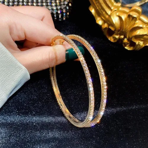 Miniatura 8 de MOROTOLE Aretes de aro de oro de 14 quilates con diamantes de imitación, finos, grandes, hipoalergénicos, para mujeres y niñas, regalos de joyería