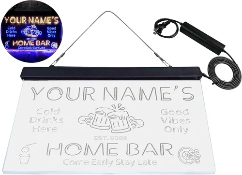 Miniatura 9 de ADVPRO personalizado: tu nombre, barra de casa personalizada, cerveza, año de fundación, letrero de neón LED de doble color, azul y amarillo, 24 x