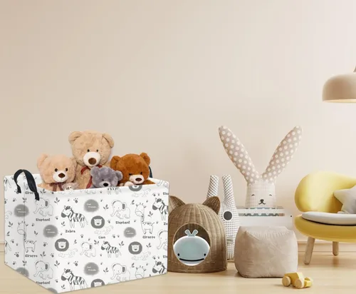 Miniatura 5 de Cesta de almacenamiento rectangular de animales para bebés y niños, cesta de almacenamiento para niños para habitación de animales, decoración linda