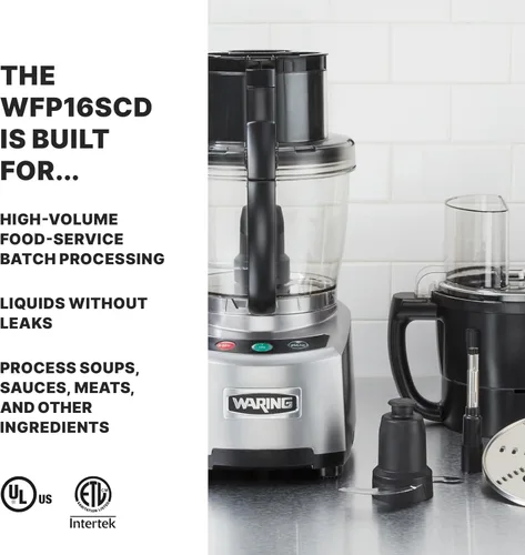 Miniatura 2 de Waring WFP16SCD - Procesador comercial de alimentos de alimentación continua de 4 cuartos de galón, motor de 2 HP, tubo de alimentación extragrande