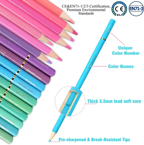 Miniatura 3 de LBW 50 lápices de colores pastel de macarrón, núcleo suave profesional para adultos, principiantes, bocetos, sombreado