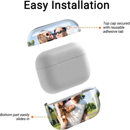 Miniatura 6 de Funda personalizada para AirPods de 2ª/1ª generación con imagen, logotipo, nombre, texto, carcasa rígida para Air Pods 2 1 con mosquetón y llavero a