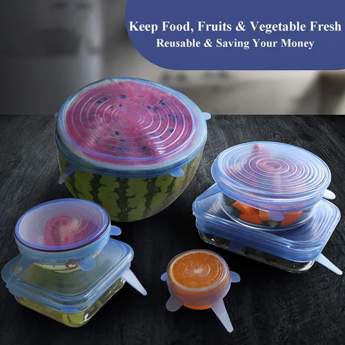 Miniatura 8 de Tapas elásticas de silicona, sin BPA, fundas elásticas de silicona para alimentos, tapa reutilizable y duradera para cuencos, latas y tazas, aptas