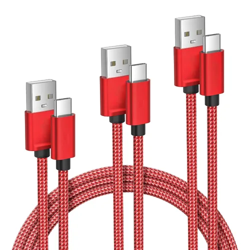 Miniatura 11 de Cable de carga USB tipo C, paquete de 3, (1.5/3.3/6.6 pies), de nailon, para Samsung Galaxy Fold Note 9, 8, S10, S9, S8, S10E, 10, 10E, Plus, S20