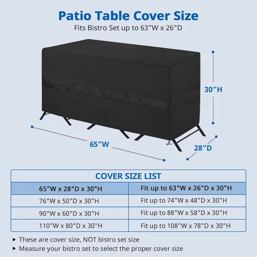 Miniatura 2 de SunPatio Bistro - Juego de funda impermeable, para patio al aire libre, juego de muebles de 3 piezas con ventilación de aire, resistente a los rayos