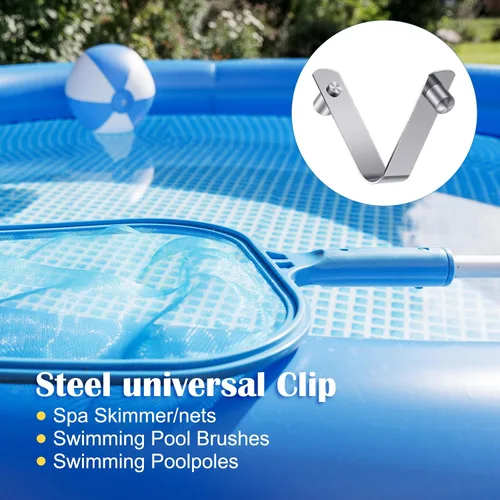 Miniatura 6 de Oudain 20 piezas de clip universal de acero inoxidable para todas las piscinas, botón de resorte, espumadera de spa/redes de bloqueo de doble