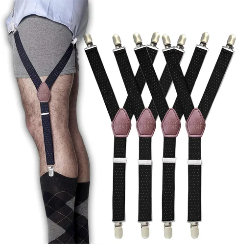 Stay GENT 2 pares de camisetas tipo Y para hombre con abrazaderas de bloqueo antideslizantes y correas elásticas ajustables, color negro