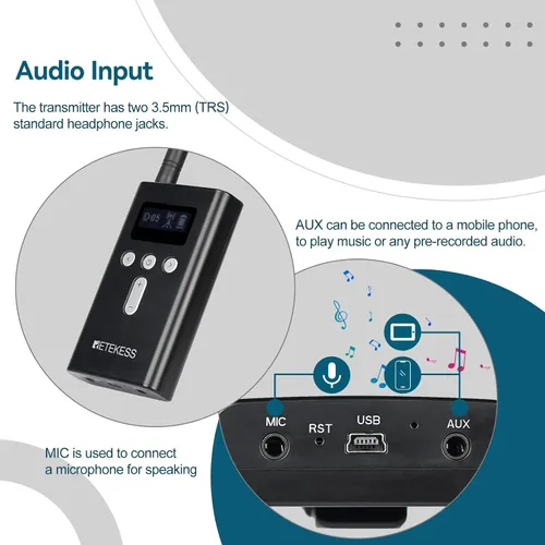 Miniatura 6 de Retekess T130S T131S Sistema de guía turístico de audio T131S (2ª generación T130), sistema de traducción de iglesia, sonido de alta fidelidad