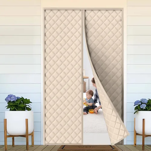 Miniatura 11 de Yotache Cortina Magnética con Aislamiento Térmico para Puertas de 60 x 80 pulgadas, Tamaño de la Cortina de 62" x 82" Material Oxford Resistente a