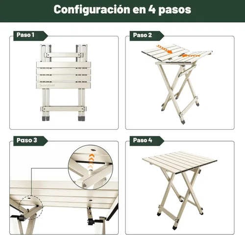 Miniatura 4 de SUNNYFEEL Mesa de camping plegable – Mesa de picnic portátil de aluminio ligero, 18.5 x 18.5 x 24.5 pulgadas para cocinar, playa, senderismo