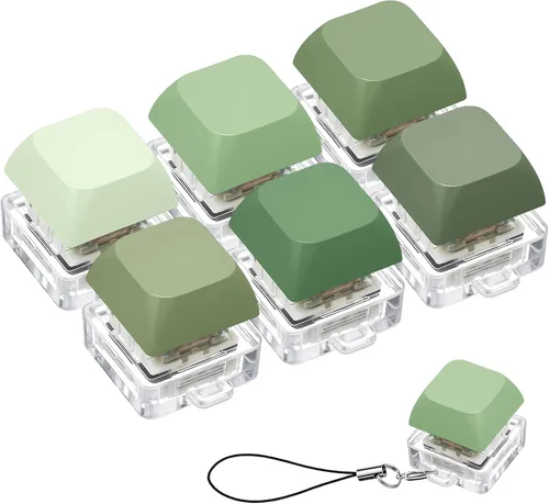 Miniatura 12 de Taiyin - 6 piezas de teclado, teclado clicker, llavero para la ansiedad con botón de descompresión, botón de clicker, juguetes para aliviar el Oscuro