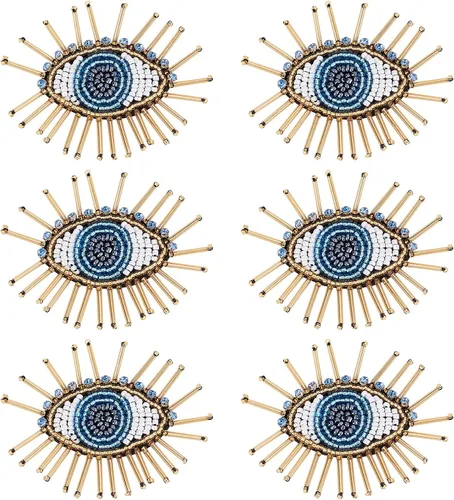 Miniatura 7 de AHANDMAKER 16 parches con patrón de ojos para ropa, apliques azules contra el mal de ojo, parches bordados para coser con hierro para ropa, Ojo Azul