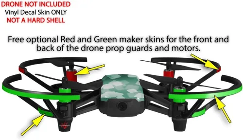 Miniatura 3 de Paquete de 2 calcomanías para DJI Ryze Tello Drone Bokeh Squared Seafoam Green Drone no incluido