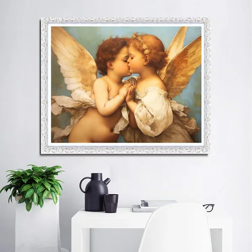 Miniatura 3 de LXTONG Kit de arte de diamantes de ángel para bebé, 5D con taladro redondo completo con alas para bebé, pintura por números, pintura de diamantes