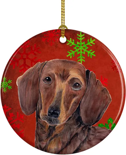 Miniatura 14 de Caroline's Treasures Bulldog English - Copos de nieve rojos y verdes, adorno de cerámica de Navidad, decoración colgante para el hogar, Navidad