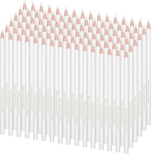 Sabary 24 lápices de tela blanca para costura, lápices de tiza de color blanco, solubles en agua, tiza para toallitas de tela, bolígrafos