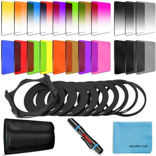 Miniatura 7 de Juego de 14 filtros cuadrados graduados ND filtros de lente de color para Cokin serie P con anillos adaptadores (1.929-3.228 in) soporte de filtro