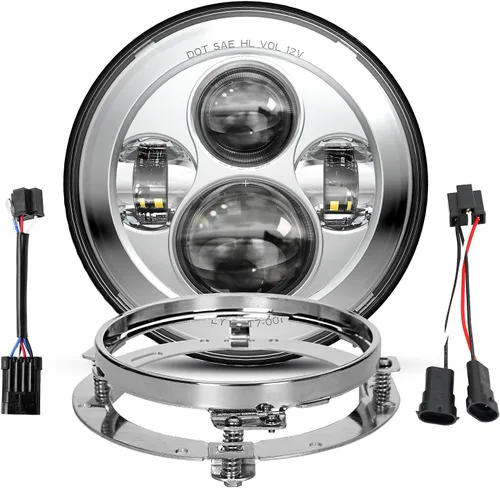 Miniatura 8 de Faro LED negro de 7 pulgadas aprobado por DOT compatible con motocicletas Tour, FLD, Softail Heritage, Street Glide, Road King, Electra Glide