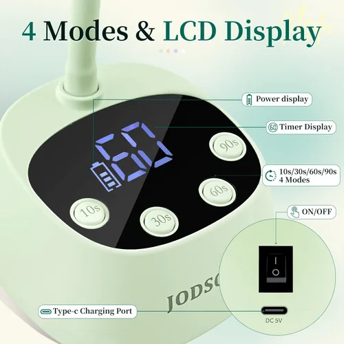 Miniatura 4 de JODSONE Lámpara de uñas UV de curado rápido, lámpara de cuello de cisne portátil y flexible con diseño ajustable de 360°, secadora LED recargable