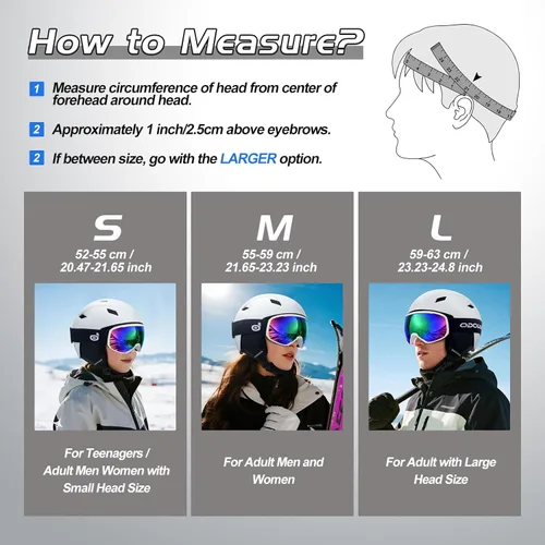 Miniatura 2 de Odoland - Juego de casco de esquí y gafas, gafas de casco de snowboard para hombres, mujeres y jóvenes - Equipo a prueba de golpes y viento