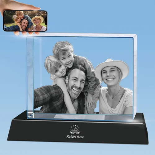 Miniatura 12 de Foto de cristal 3D con base de luz LED, regalos personalizados con tu propia foto, grabado láser imágenes 3D y texto personalizado, pequeño