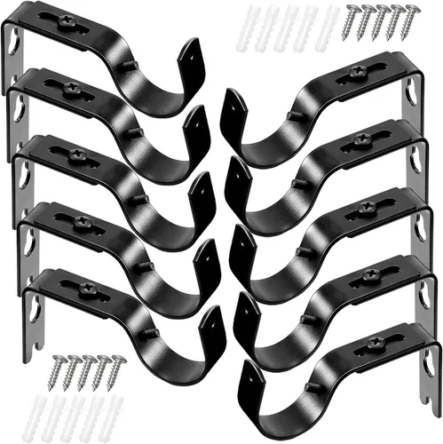 Miniatura 18 de Frienda 4 soportes de barra de cortina resistentes pintados de plata ajustables para barra de cortina de 1 pulgada de diámetro, soportes de Plata