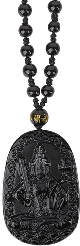 Miniatura 8 de Obsidian Guardian Buddha Amulet - Zodiac Feng Shui Necklace, symbolizing wisdom and wealth