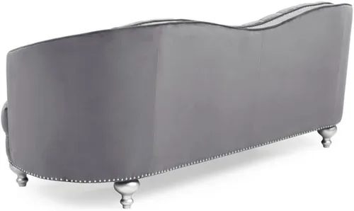 Miniatura 8 de Home Square Juego de muebles de 2 piezas con silla de terciopelo y sofá en gris
