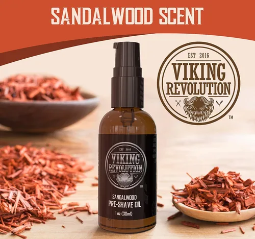 Miniatura 5 de Viking Revolution Aceite de sándalo para antes del afeitado para hombres, afeitado suave, sin irritación, 1 onza líquida, todo