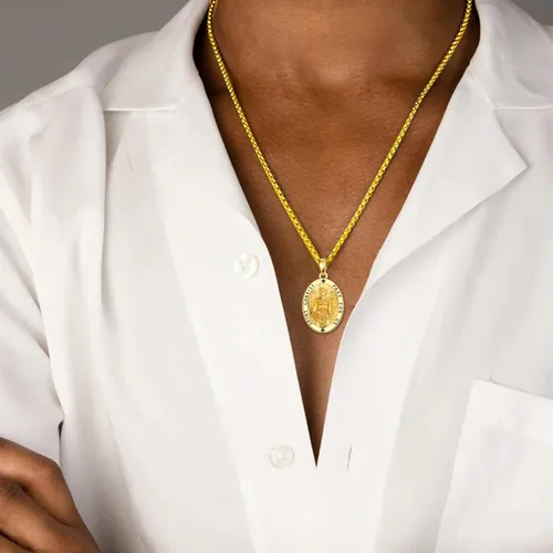 Miniatura 110 de Collar de plata de ley 925 con medalla de San Patrón, colgante de protección católica, amuleto, joyería religiosa para hombres y mujeres