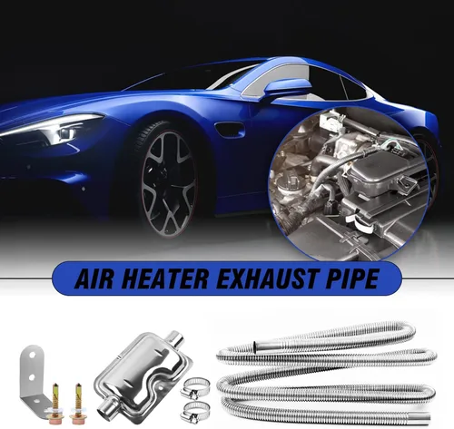 Miniatura 3 de 200cm/78" Tubo de escape para calentador diesel con silenciador y abrazaderas, manguera de 1"/2.5cm de acero inoxidable para calentador de aire