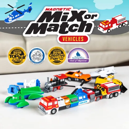 Miniatura 2 de POPULAR PLAYTHINGS Vehículos magnéticos para niños pequeños de 1 a 3 años, mezcla o combina juguetes de coche, regalo de 21 piezas para niños