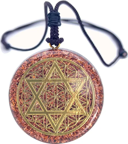 Miniatura 9 de Collar con Colgante Reversible de Orgón de Geometría Sagrada GRANDE 2.25 pulgadas 10.7cm