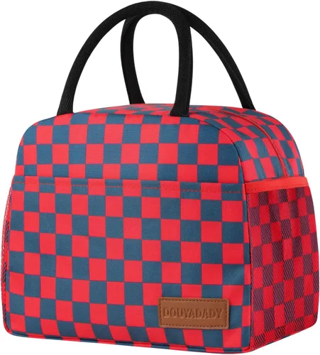 Miniatura 31 de douyadady Bolsa de almuerzo para mujeres/hombres, fiambrera mujeres/hombres (azul bebé+rayas blancas)