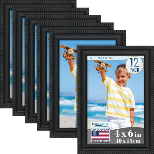 Icona Bay - Juego de marcos de fotos (12 unidades), perchas para montaje en pared y caballete de mesa incluidos, colocación horizontal o vertical,