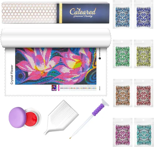 Miniatura 7 de Pintura cuadrada de diamantes de imitación de cristal, fantasía floral dinámica, kit de arte de diamantes 5D para bricolaje, juego de pintura por