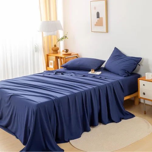 Miniatura 17 de COTTEBED Juego de sábanas de polialgodón lavado tamaño individual, juego de ropa de cama ultrasuave, 3 piezas, transpirable, vintage, duradero
