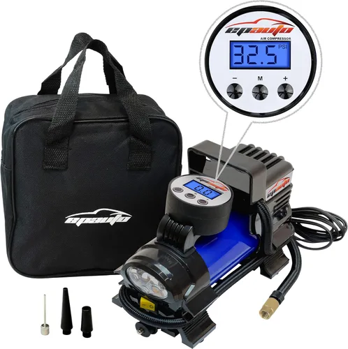 Miniatura 2 de EPAuto - bomba compresora de aire portátil 12 V CC, inflador digital de neumáticos Azul