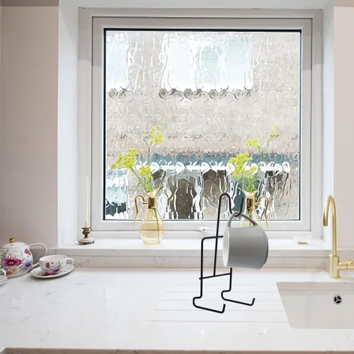Miniatura 8 de SHOWERORO Soporte para taza de té, soporte para taza, organizador de platillos para encimera de cocina y gabinete Negro