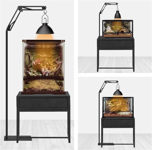 Miniatura 4 de Soporte de lámpara de reptil, ajustable de 15.7 a 74.3 pulgadas, lámpara de calor, soporte de metal, soporte de luz de pie para lagartos, dragones