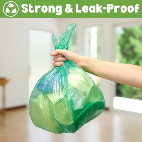 Miniatura 4 de Bolsas de basura pequeñas biodegradables de 1.2 galones (440 quilates) de 5 litros, ecológicas, color verde, mini bolsas de basura de 1 galón